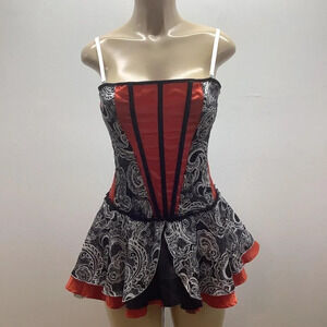 This Seductive Size Medium Red Burlesque Dress With Removable Straps.